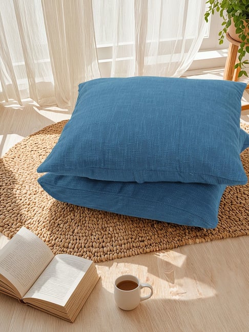 House This Amodini Blue Cotton Cushion Covers - Set of 2