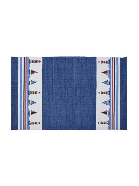 Maspar Blue Cotton Printed Rug 55x84 cm