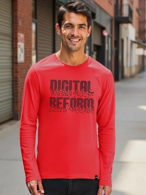 Bewakoof Red Cotton Regular Fit T-Shirt-picture-47