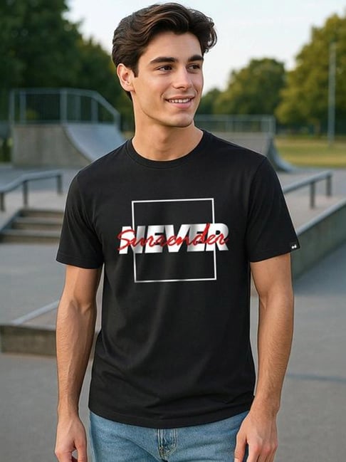 Bewakoof Black Cotton Regular Fit T-Shirt-picture-44