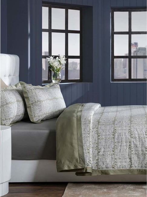 Maspar Green Cotton Printed 1 Duvet Cover with 2 Pillow Case 400 TC