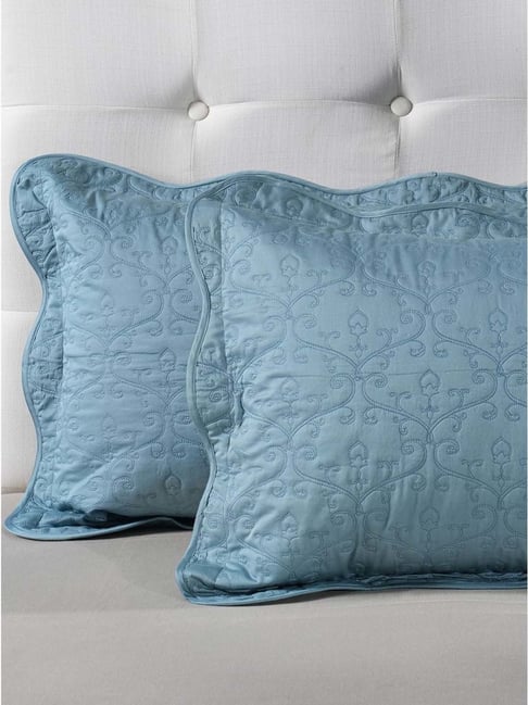 Maspar Blue Embroidery Pillow Sham Pack of 2 50x75 cm