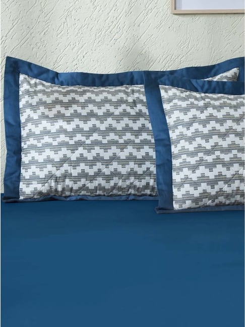 Maspar Blue Printed Pillow Sham Pack of 2 50x75 cm