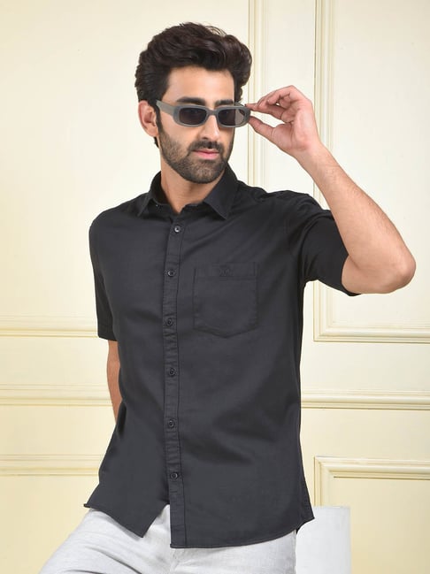 Crimsoune Club Black Slim Fit Solid Shirt-picture-36