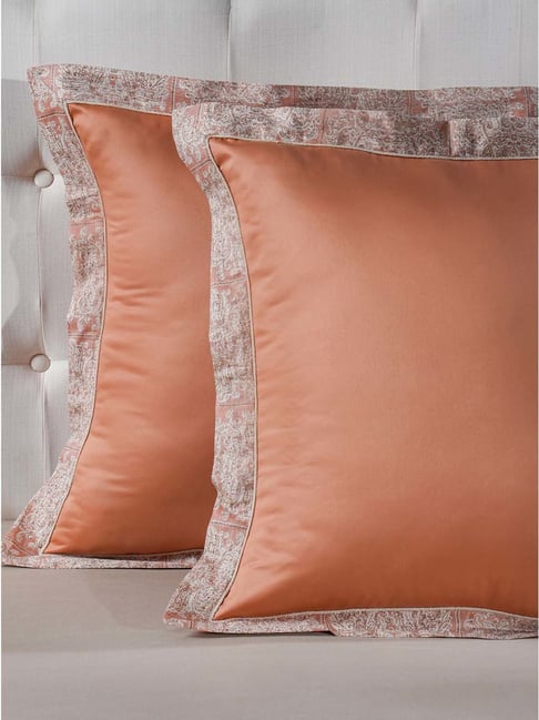 Maspar Rust Cotton Printed Pillow Case Euro Pack of 2 60X60 cm-image-3