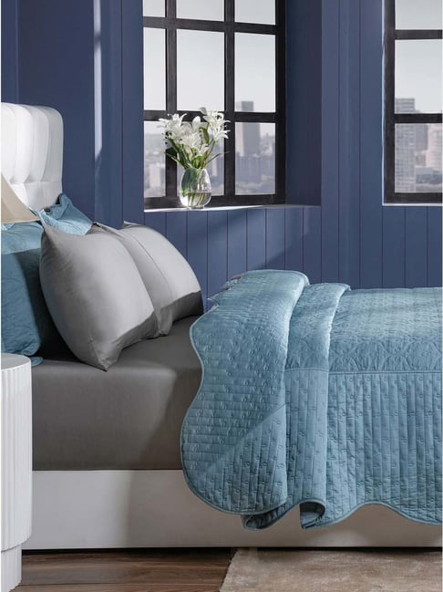 Maspar Blue Textured Quilt 265X228 cm