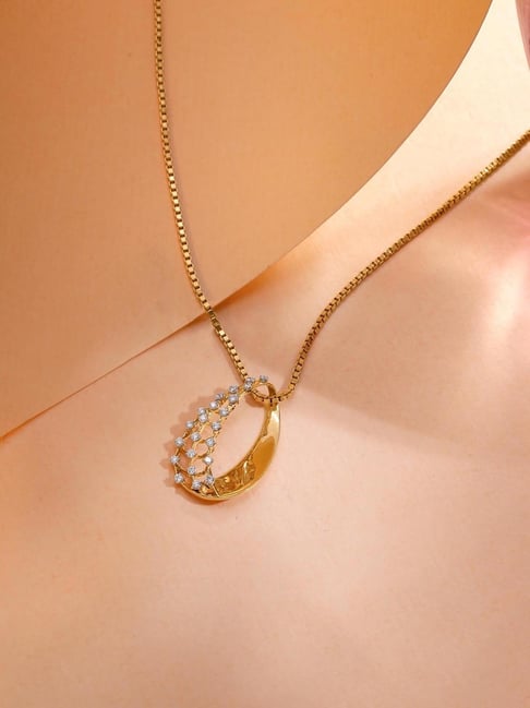 Mia by Tanishq 14k (585) Diamond Yellow Gold Pendant for Women-picture-23