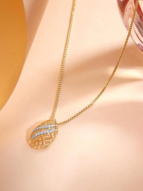 Mia by Tanishq 14k (585) Diamond Yellow Gold Pendant for Women-picture-11