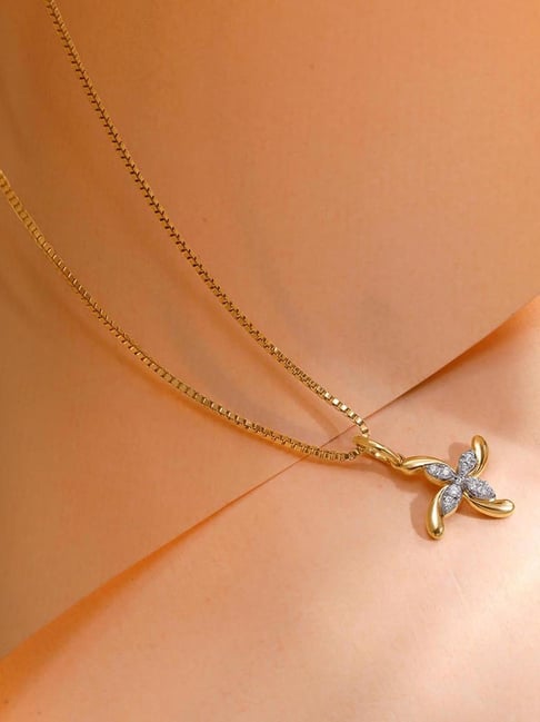 Mia by Tanishq 14k (585) Diamond Yellow Gold Pendant for Women-picture-33