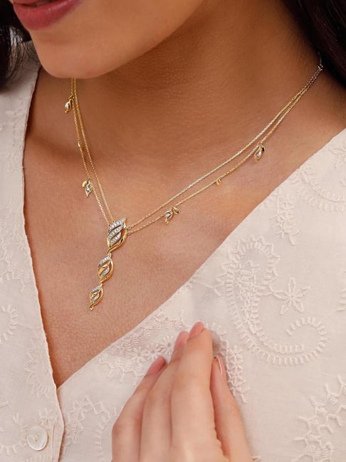 Mia by Tanishq 14k (585) Diamond Yellow Gold Necklace for Women