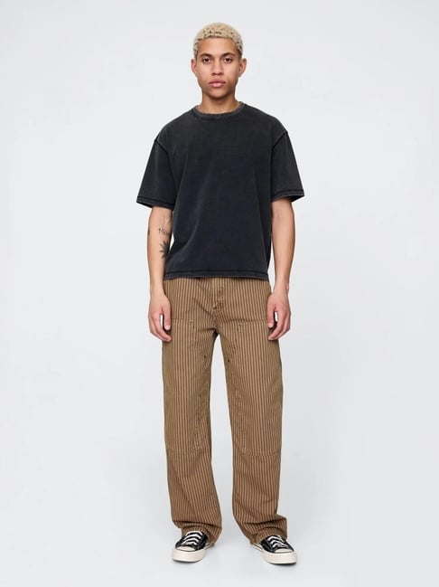 GAP Brown Striped Relaxed Fit Trousers