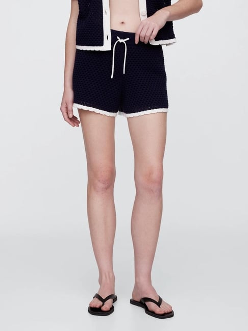 GAP Navy Blue Woven Design Regular Fit Shorts-picture-27