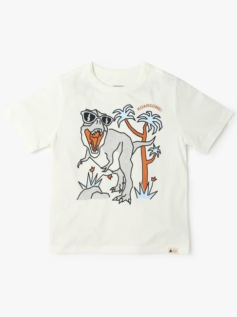 GAP Boys Off White Cotton Graphic T-Shirt-picture-37