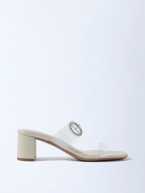 LUNA BLU by Westside Ivory Diamante-Detailed Block-Heel Sandals-picture-12