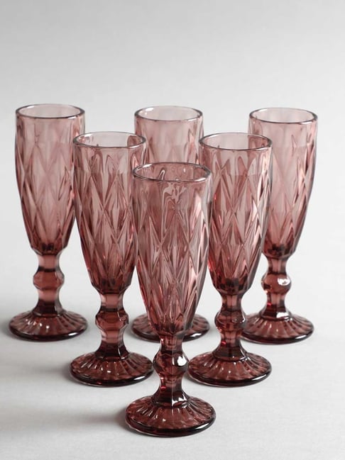 Home4U Purple Criss Stem Glasses - Set of 6 (180 ml)