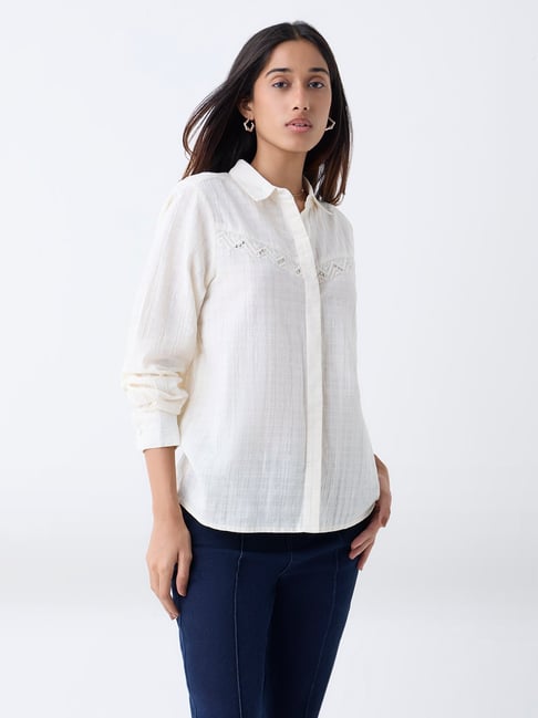 LOV by Westside Off-White Stud-Detailed Cotton Shirt-picture-17