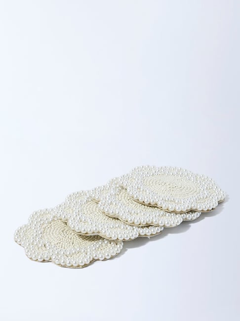 Westside Home White Pearlescent Coasters (Set of 4)