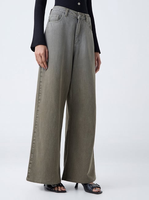 nuon women Nuon by Westside Dusty Olive Relaxed-Fit High-Rise Jeans-picture-39