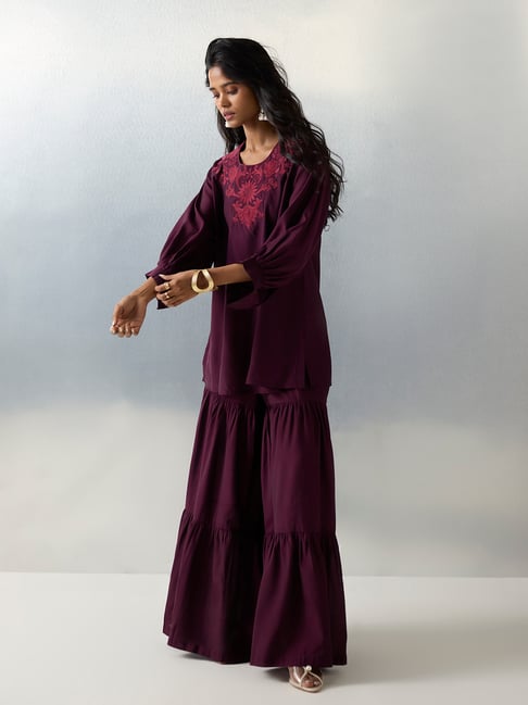 Utsa by Westside Purple Floral Embroidered Tunic-picture-22
