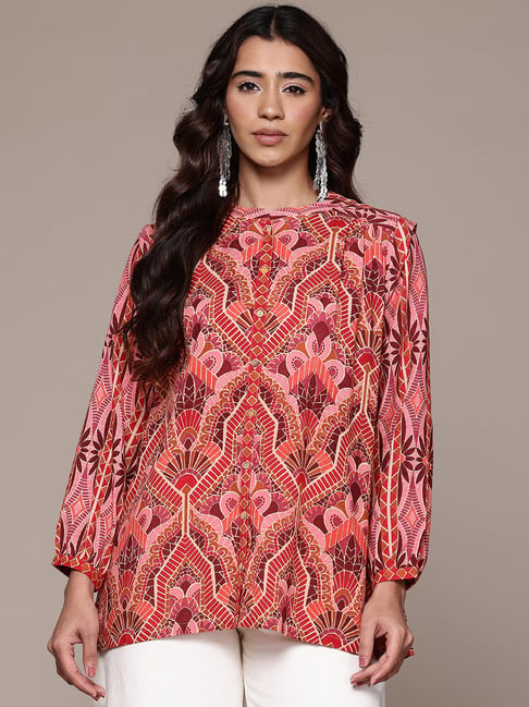 Aarke Ritu Kumar Orange Abstract Shirts-picture-43