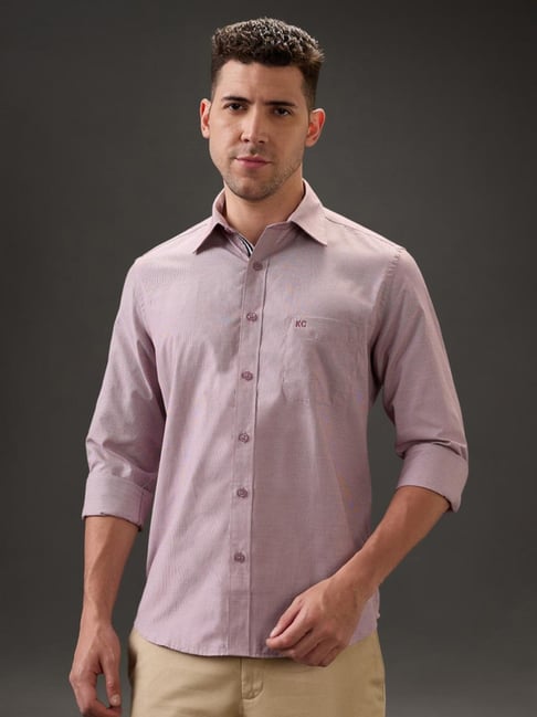 Kenneth Cole Rust Checked Slim Fit Shirt-image-48
