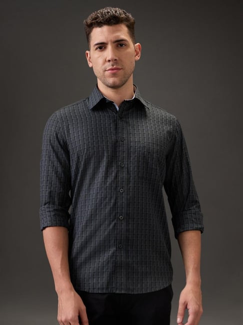 Kenneth Cole Green Checked Slim Fit Shirt-image-28