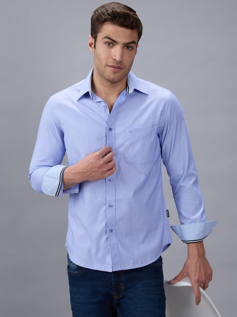 Kenneth Cole Blue Printed Slim Fit Shirt-image-23