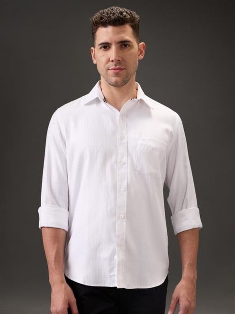 Kenneth Cole White Solid Slim Fit Shirt-image-40