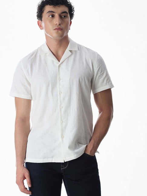 Jack & Jones White Cotton Comfort Fit Embroidered Shirt-picture-24