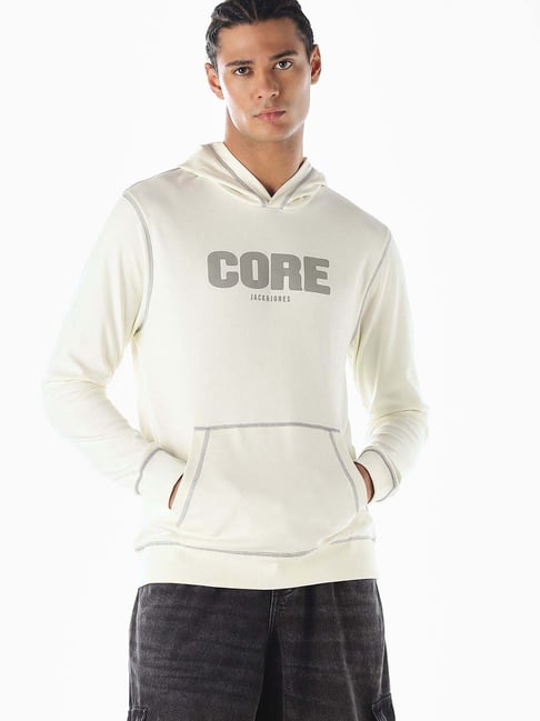 Jack & Jones White Cotton Regular Fit Printed Hooded Sweatshirt-picture-31