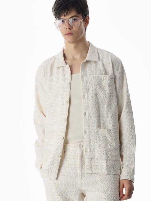 Jack & Jones White Oversized Texture Shirt-picture-20