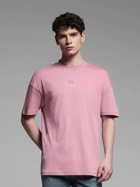 Jack & Jones Pink Cotton Oversized T-Shirt-picture-42