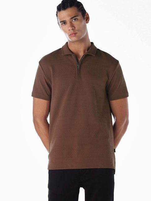 Jack & Jones Brown Cotton Regular Fit Polo T-Shirt-picture-41