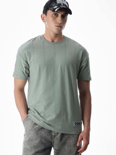 Jack & Jones Iceberg Green Cotton Oversized Texture T-Shirt-picture-45