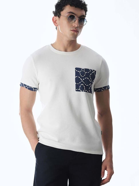 Jack & Jones White Cotton Regular Fit Embroidered T-Shirt-picture-36