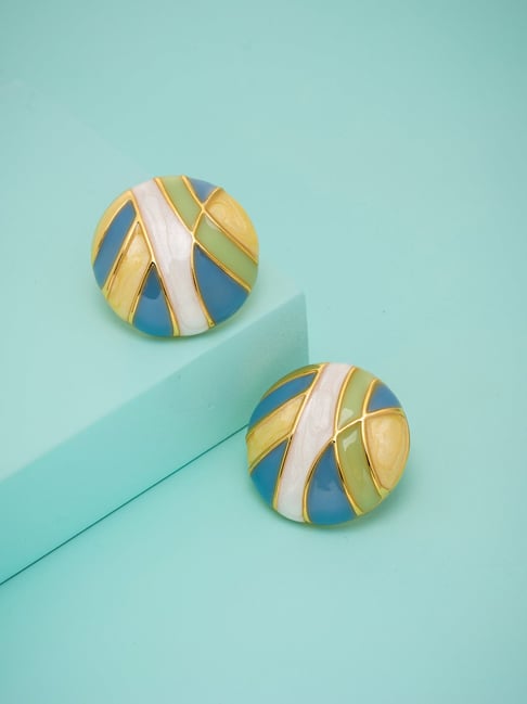 Kushal's Fashion Jewellery Grey Gold Polished Trendy Earrings for Women-picture-26