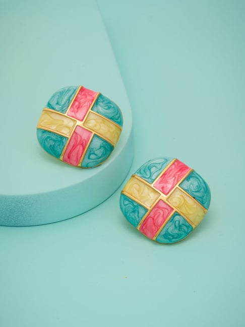 Kushal's Fashion Jewellery Pink Gold Polished Trendy Earrings for Women-picture-37