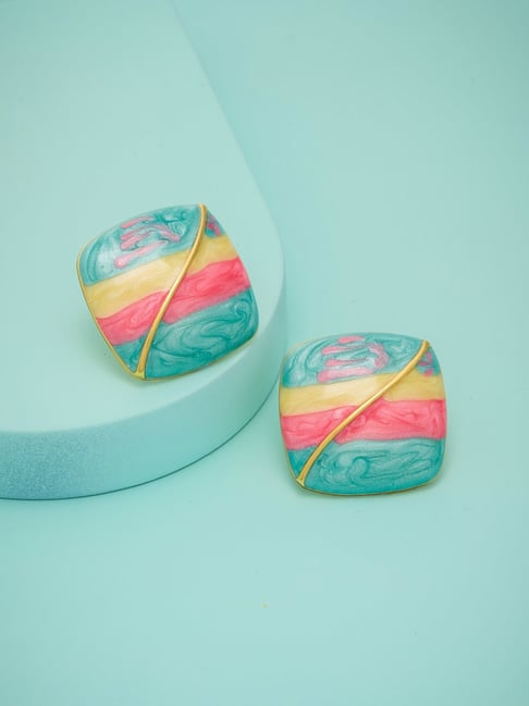 Kushal's Fashion Jewellery Pink Gold Polished Trendy Earrings for Women-picture-31