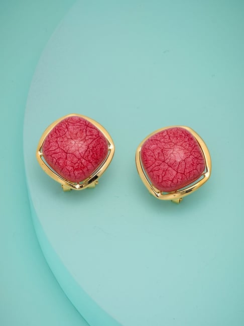 Kushal's Fashion Jewellery Pink Gold Polished Trendy Earrings for Women-picture-29