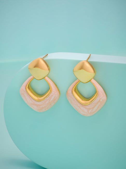 Kushal's Fashion Jewellery Pink Gold Polished Trendy Earrings for Women-picture-32