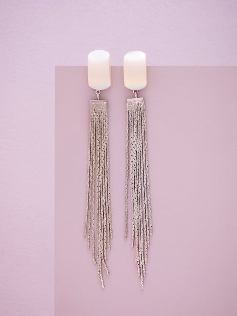 Kushal's Fashion Jewellery Cream Rodium Polished Trendy Earrings for Women-picture-14