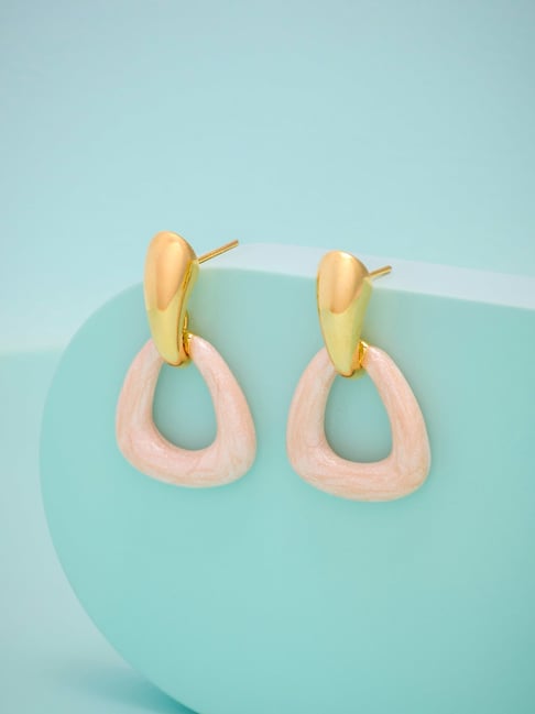 Kushal's Fashion Jewellery Pink Gold Polished Trendy Earrings for Women-picture-31