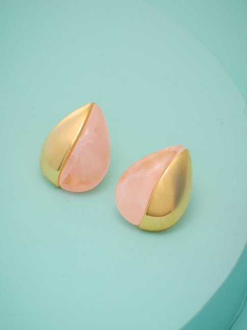 Kushal's Fashion Jewellery Pink Gold Polished Trendy Earrings for Women-picture-33