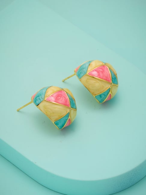 Kushal's Fashion Jewellery Pink Gold Polished Trendy Earrings for Women-picture-30