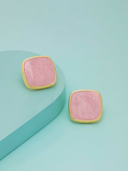 Kushal's Fashion Jewellery Pink Gold Polished Trendy Earrings for Women-picture-35