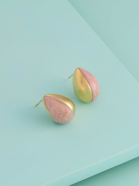 Kushal's Fashion Jewellery Pink Gold Polished Trendy Earrings for Women-picture-30