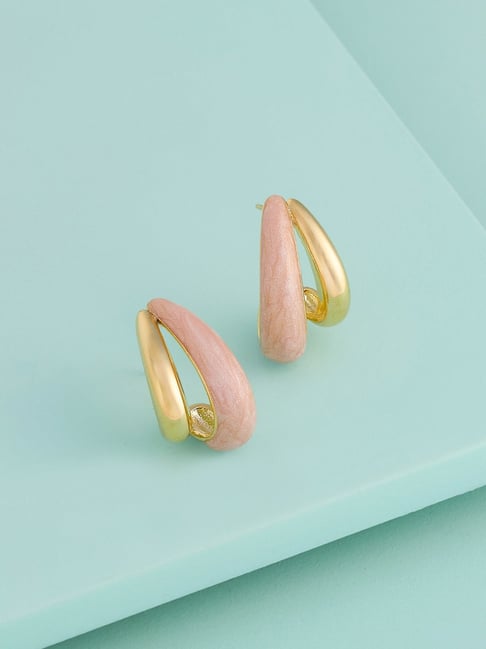 Kushal's Fashion Jewellery Pink Gold Polished Trendy Earrings for Women-picture-41