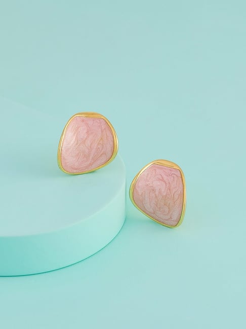 Kushal's Fashion Jewellery Pink Gold Polished Trendy Earrings for Women-picture-27