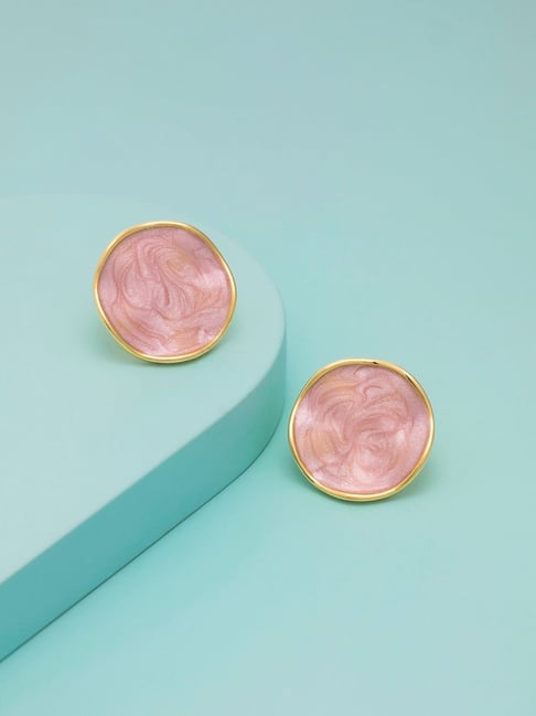 Kushal's Fashion Jewellery Pink Gold Polished Trendy Earrings for Women-picture-26