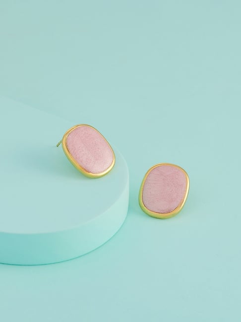 Kushal's Fashion Jewellery Pink Gold Polished Trendy Earrings for Women-picture-25